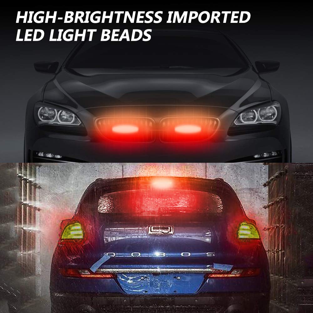 4X12 LED Red Bursztyn ostrzegawczy Strobe Lights Awaryjny montaż powierzchniowy Migające światło awaryjne Uwaga Niebezpieczeństwo Światło Bar 12-24V dla ciężarówki Van Off Road SUV