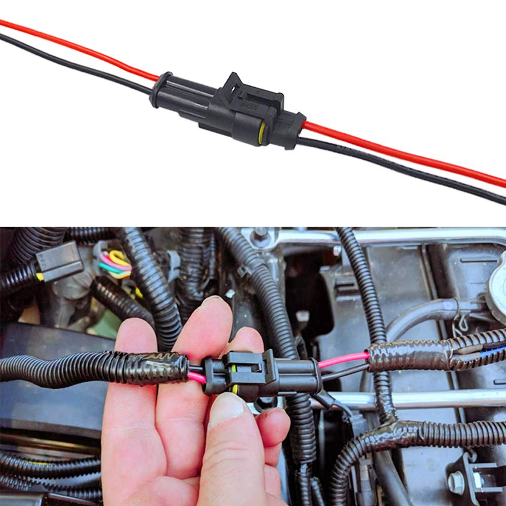 Kit 10 Connettori Elettrici Impermeabili 2 Pin | Per Auto, Moto, Barche | IP65 Con Cavo 8cm - Foto 12