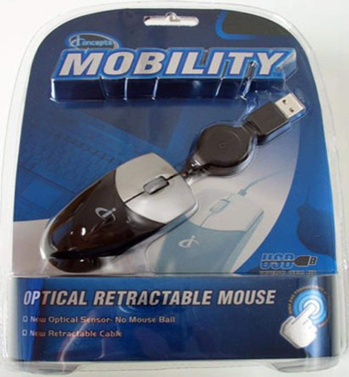 Optical mouse with retractable USB cord