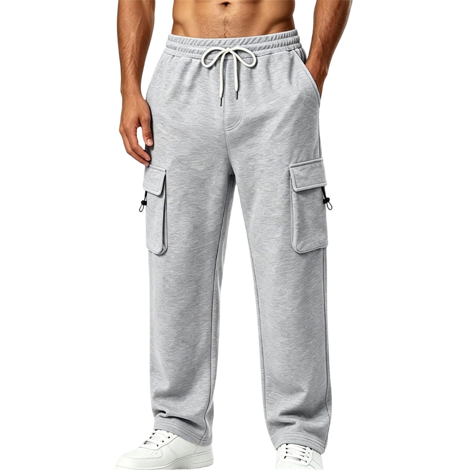 Pantaloni Sportivi Cargo Uomo,Pantaloni della Tuta da Uomo Pantalone Allenamento Dritti Pantaloni Palestra Vita Elastica Streetwear con Coulisse Abbigliamento da Casa Confortevole Streetwear