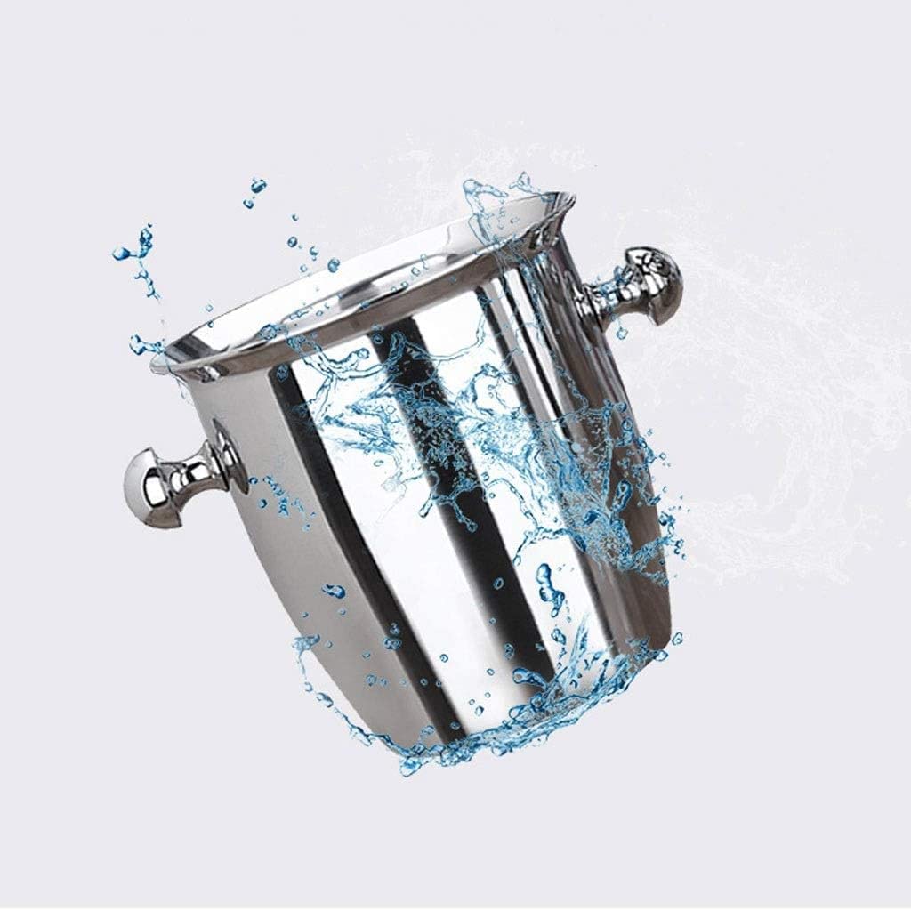 Cubitera Botella Vino Cubo de Hielo de Acero Inoxidable con manejo de Bebidas Redondas para el Recipiente de Hielo multifunción para el Bar de la Fiesta de la Fiesta de champán de Vino