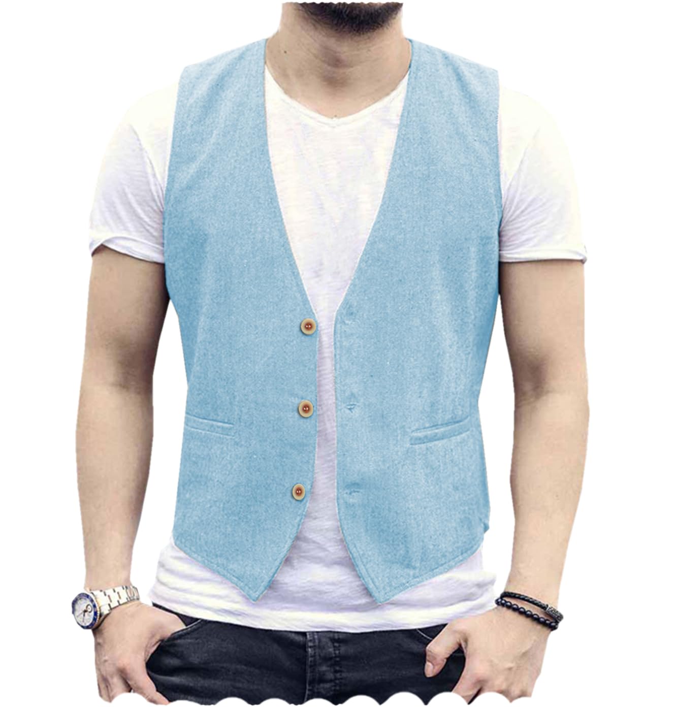 Gilet estivo da uomo in cotone casual per matrimonio