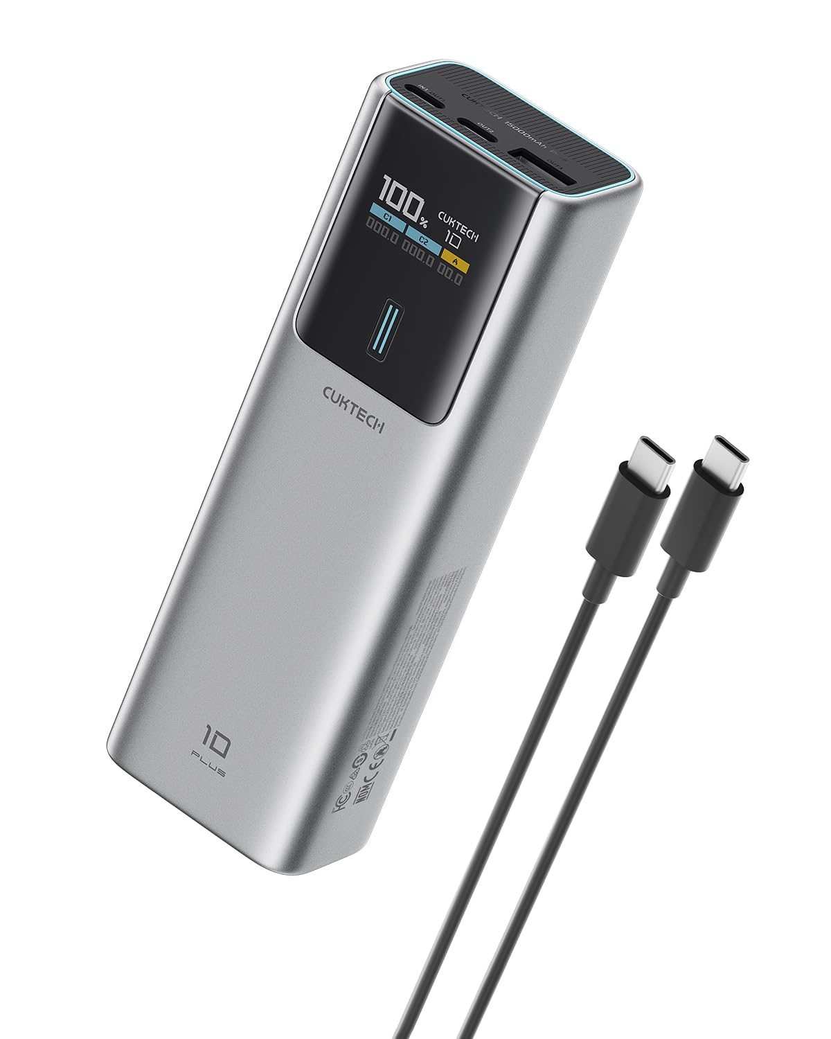 CUKTECH Power Bank 90W 15000mAh, Powerbank conTFTCaricatore portatile Batteria Esterna con Ricarica Rapida a 3 Porte per MacBook Pro, iPhone 17/16/15, Galaxy S26/25/S24