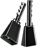 Vista 1 de Paquete de 2 cencerros de cobre de 9 pulgadas para eventos deportivos, generadores de ruido de percusión con mango para juegos de fútbol americano