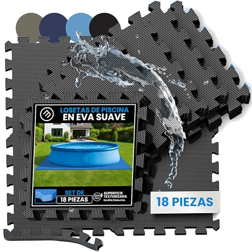 bemaxx Protector Suelo Piscinas Desmontables Esterilla Piscina - Set de 18 Alfombrillas Lona Piscina Tapiz Suelo Goma EVA Base Piscina Alfombra Protectora Puzzle de Suelo para Jacuzzi Piscina Infantil