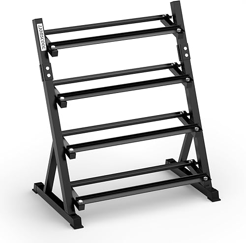 LIONSCOOL Soporte ajustable para mancuernas de 4 niveles, resistente almacenamiento de peso de 1000 libras para mancuernas, pesas rusas  Organizador