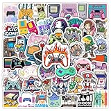 Game Gamepad Water Bottle Stickers for Kids, 70 Pcs Gamer Vinyl Waterproof Decals for Laptop, Skateboard Luggage Scrapbooking Decor for Teens Girls Boys Adults