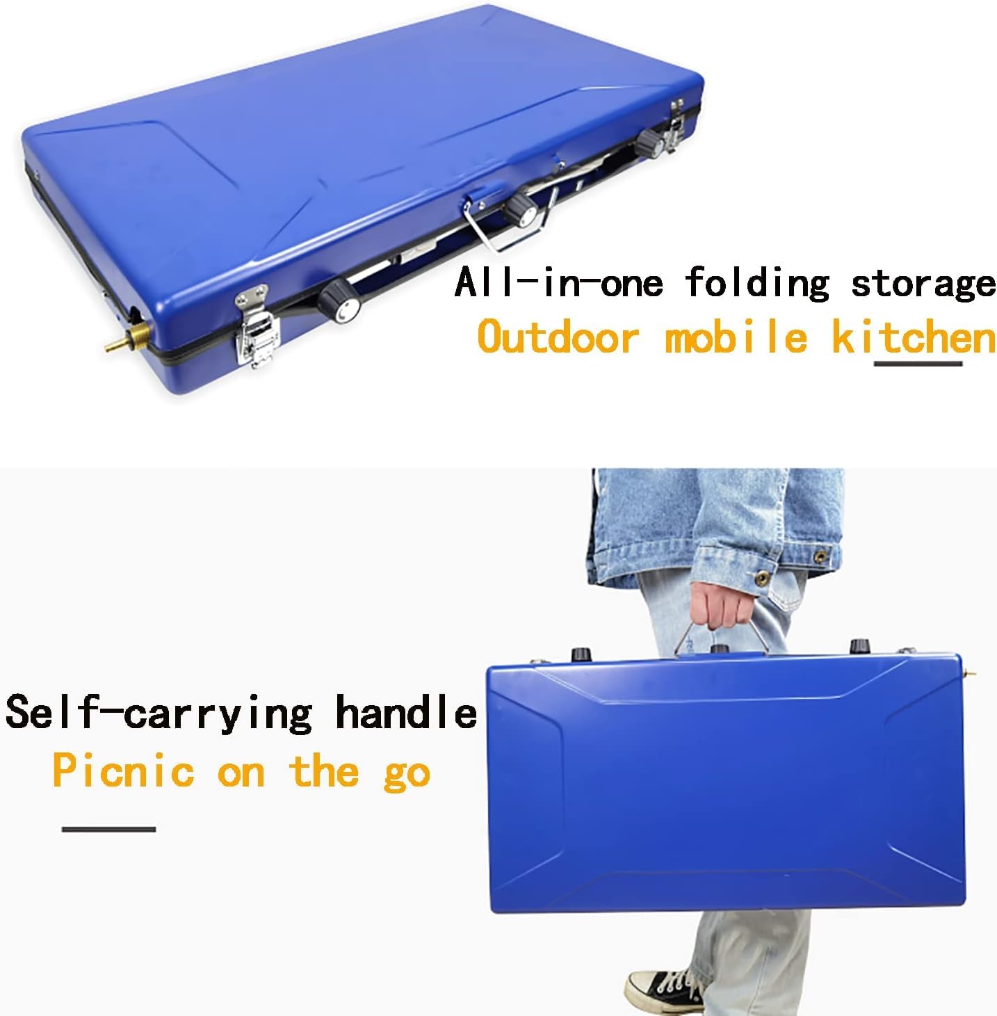 Camping Gaskocher und Grill - Tragbarer faltbarer Doppelbrenner-Herd für Outdoor-Kochen, Camping, Reisen | Kompakter Gaskocher für Festivals, Picknicks