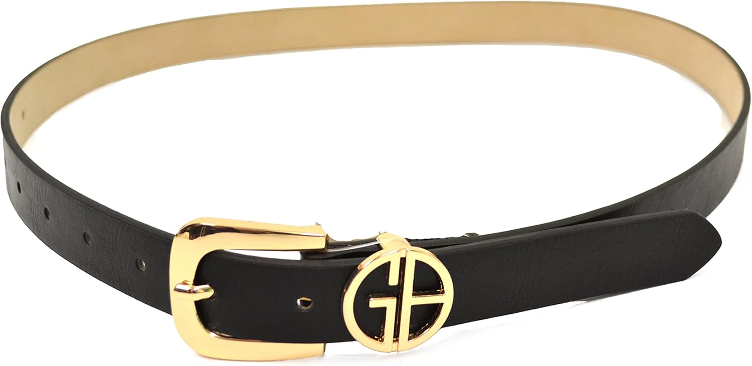 Giani Bernini Womens Designer Logo Keeper Belt Black X-Large W 38" Width 1"