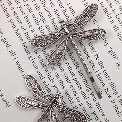 2 Pcs Ancient Silver Retro Dragonfly Hairpin Wedding Hair Clips Elegant Classic Accessories #TOP5