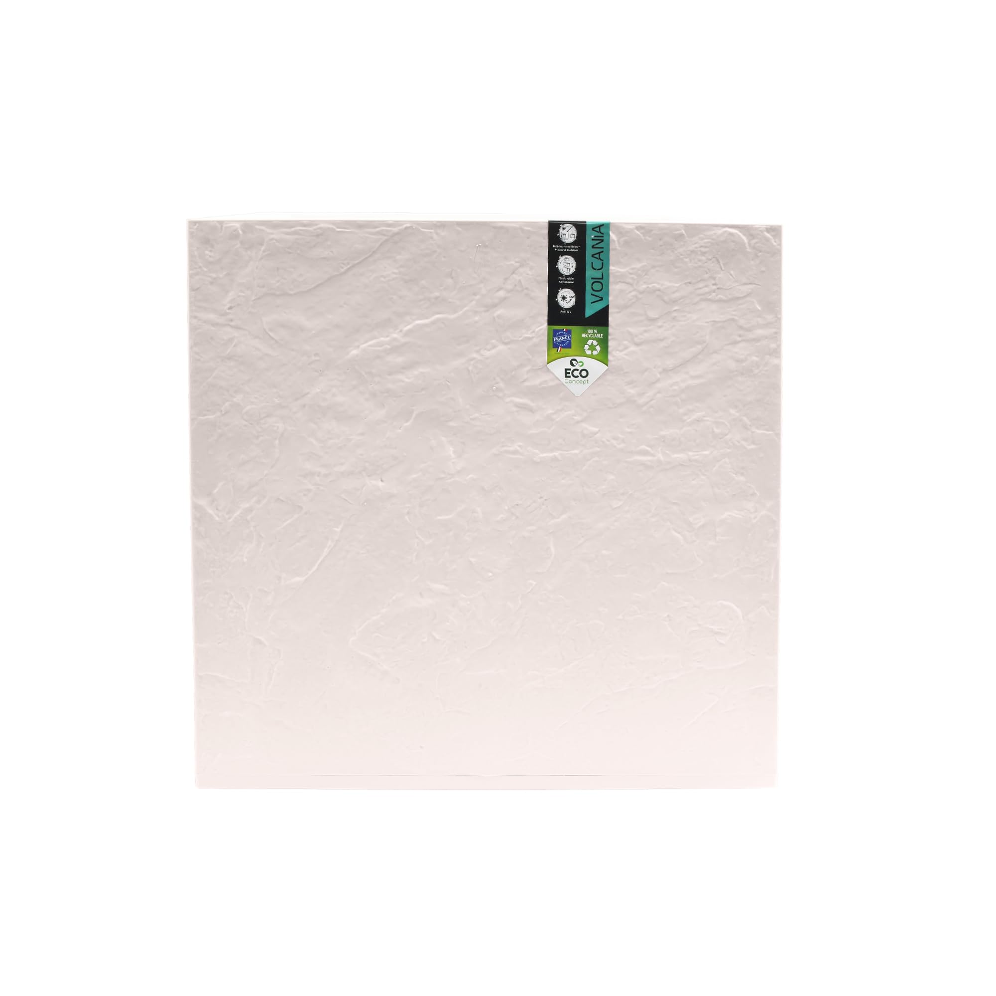 EDA – Maceta Cuadrada 40 cm Volcania 31 L – Decoración imitación Piedra – Doble Pared – Zona de retención de Agua – 39,5 x 39,5 x 43,5 cm – Beige Piedra caliza