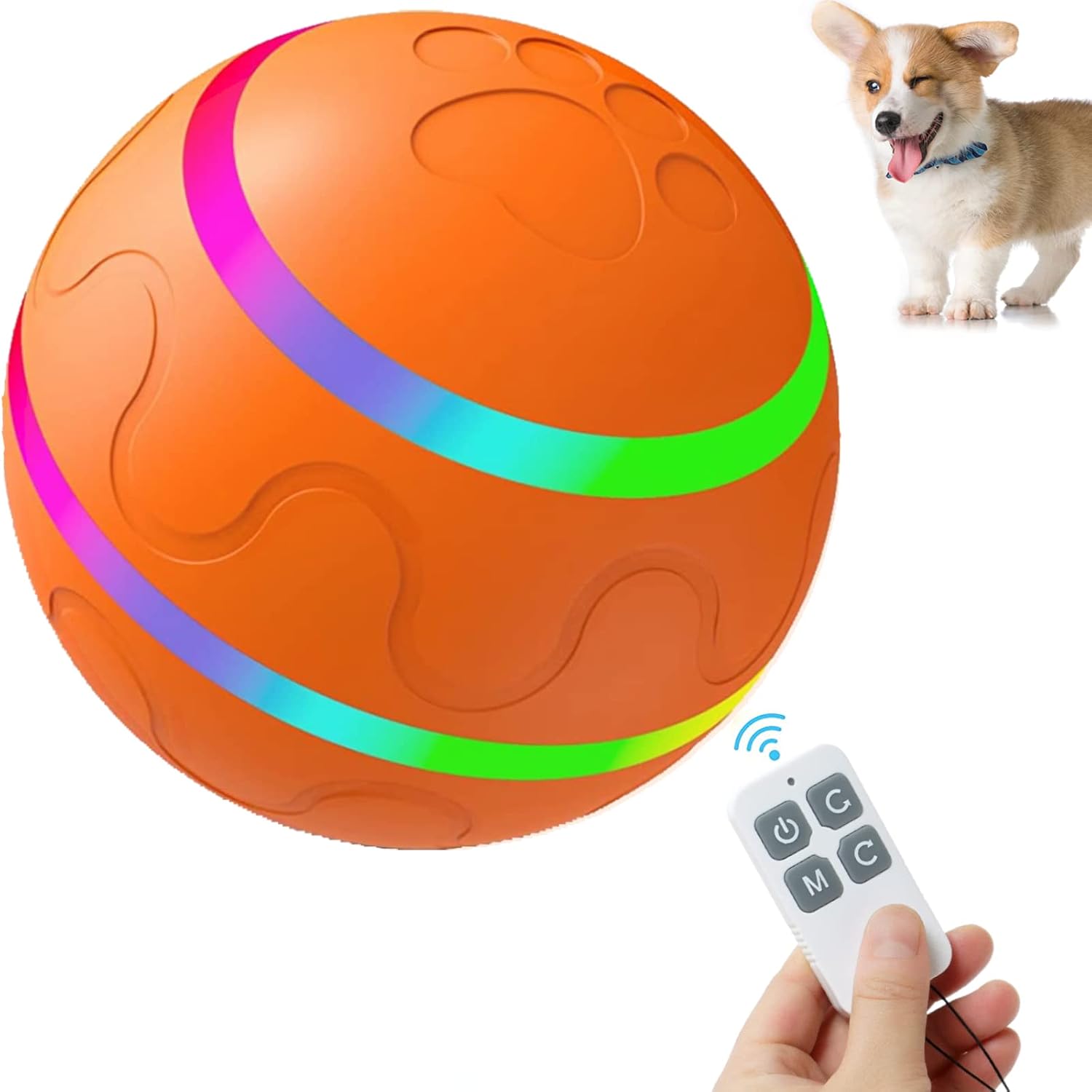 ZHUANRANG Smart Interactive Dog Toy Ball with Remote Control, LED Lights, Rechargeable Wicked Ball Made of Durable Safe TPU, Motion…