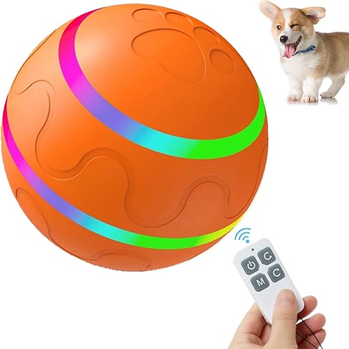 Miniatura 1 de ZHUANRANG Bola de juguete interactiva inteligente para perros con luces LED control remoto para masticadores agresivos