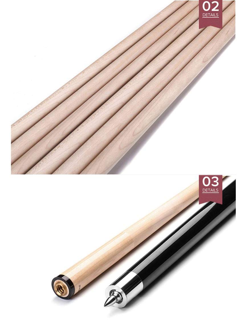 YRU 3/4 Stecca da Biliardo, Fatto a Mano 147cm Acero Punte de 10mm/11.5mm/12.75mm Snooker Stecca con Accessori Estensione Caso Duro per Scegliere
