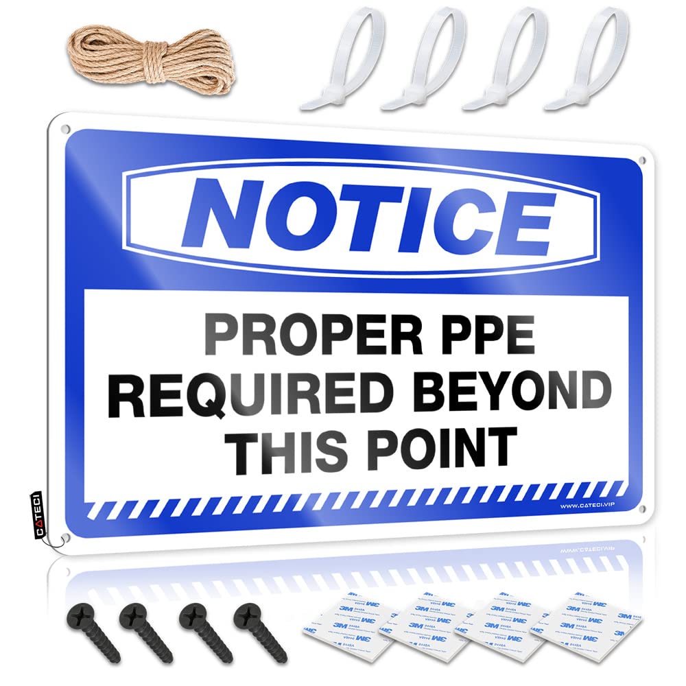 Metal Tin Sign Retro Notice Proper Ppe Required Beyond This Point Tin Sign Funny Bar Decor Funny Desk Signs(30X40CM)