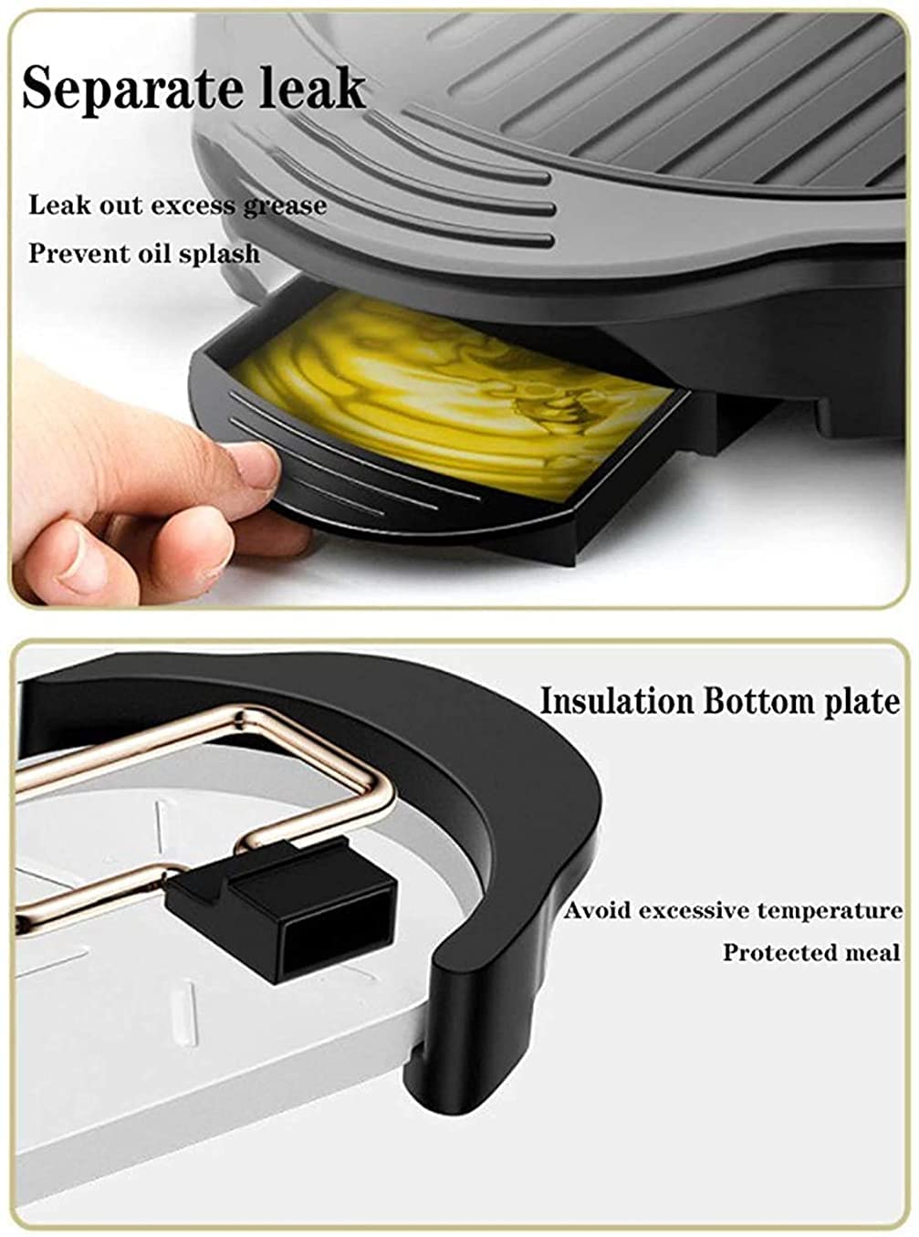 Parrilla de Asar Grill de Asar Plancha de Asar Parrilla eléctrica para olla caliente Parrilla eléctrica para barbacoa Interior 2 en 1 Gran capacidad Interior Multifuncional Sartén antiadherente Bar