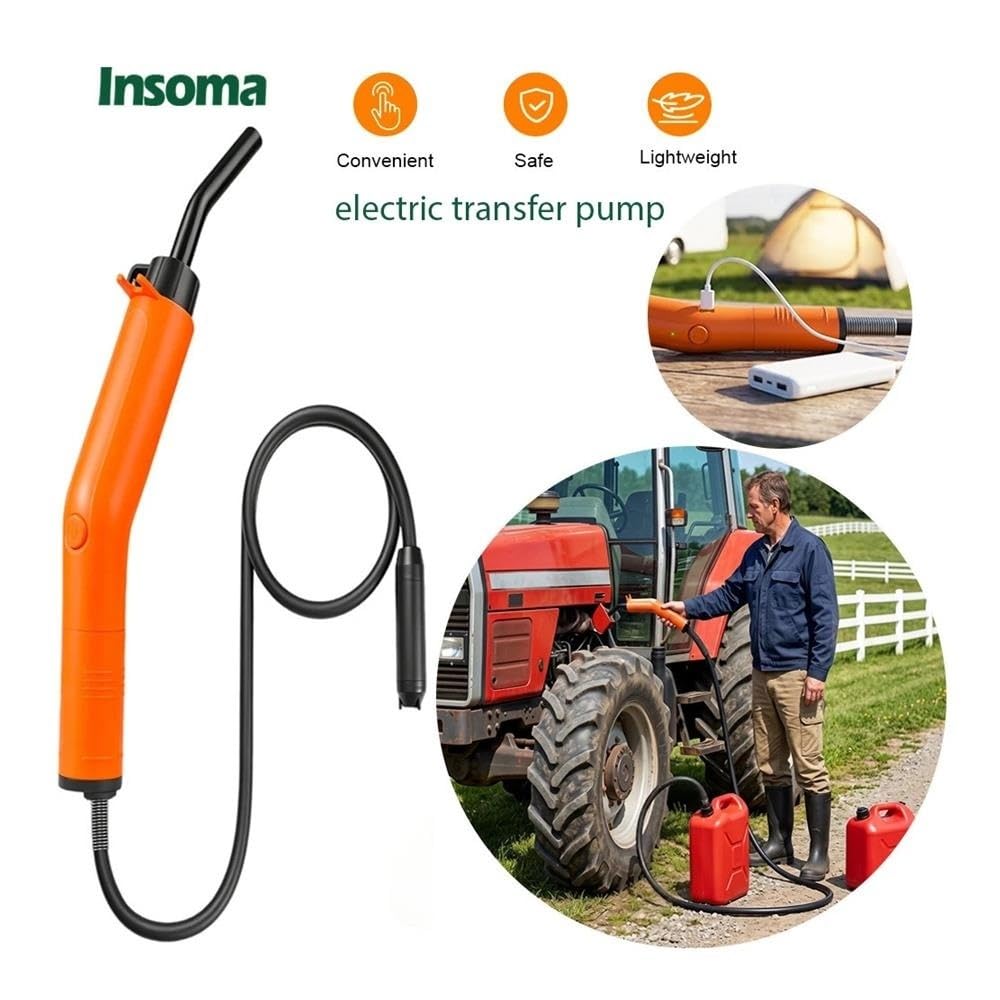 Bomba de Transferencia de Combustible Recargable USB-C, Extractor de sifón diésel portátil for Coche Barco RV