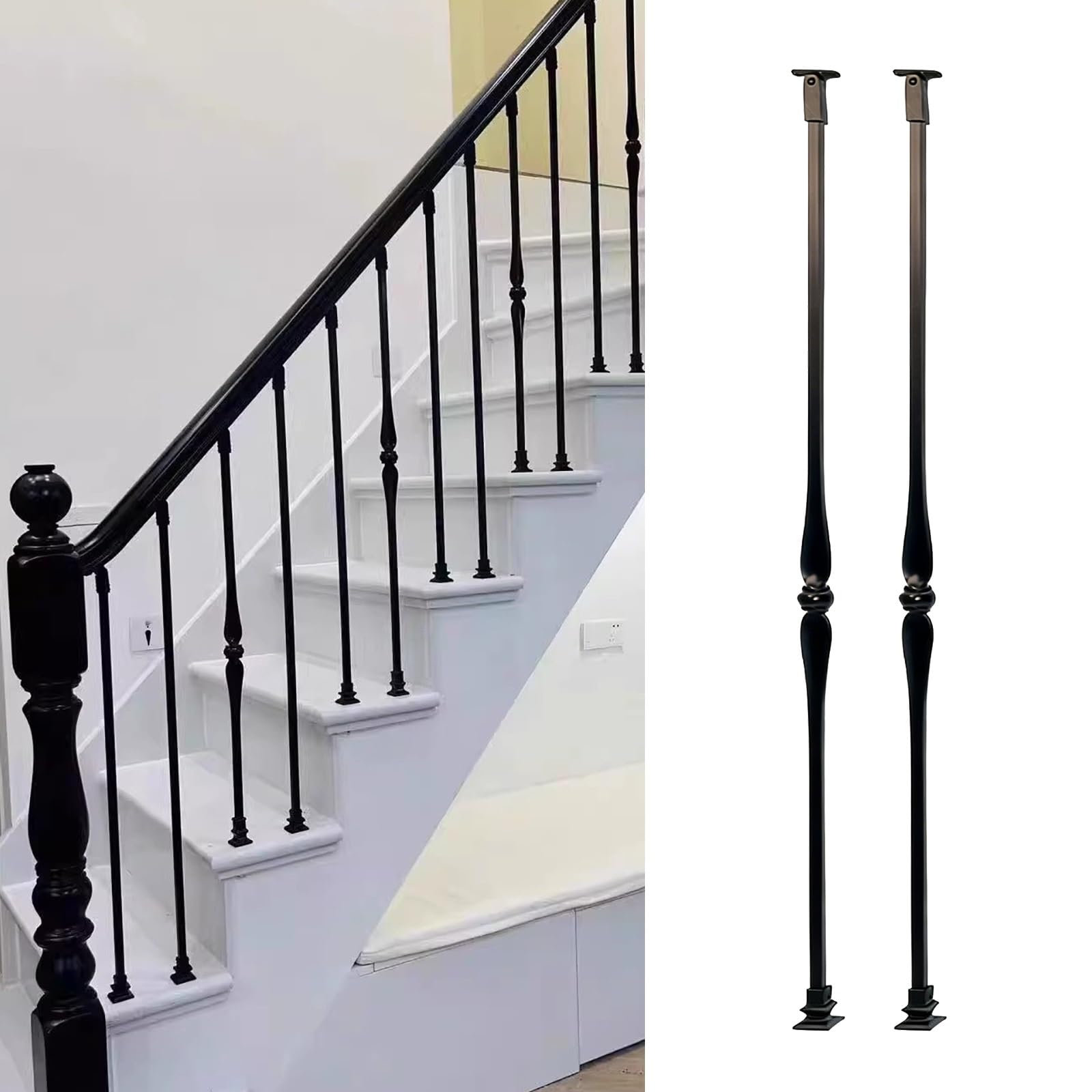 Balaustres de escalera de hierro forjado fáciles de instalar con tornillos pack de 2