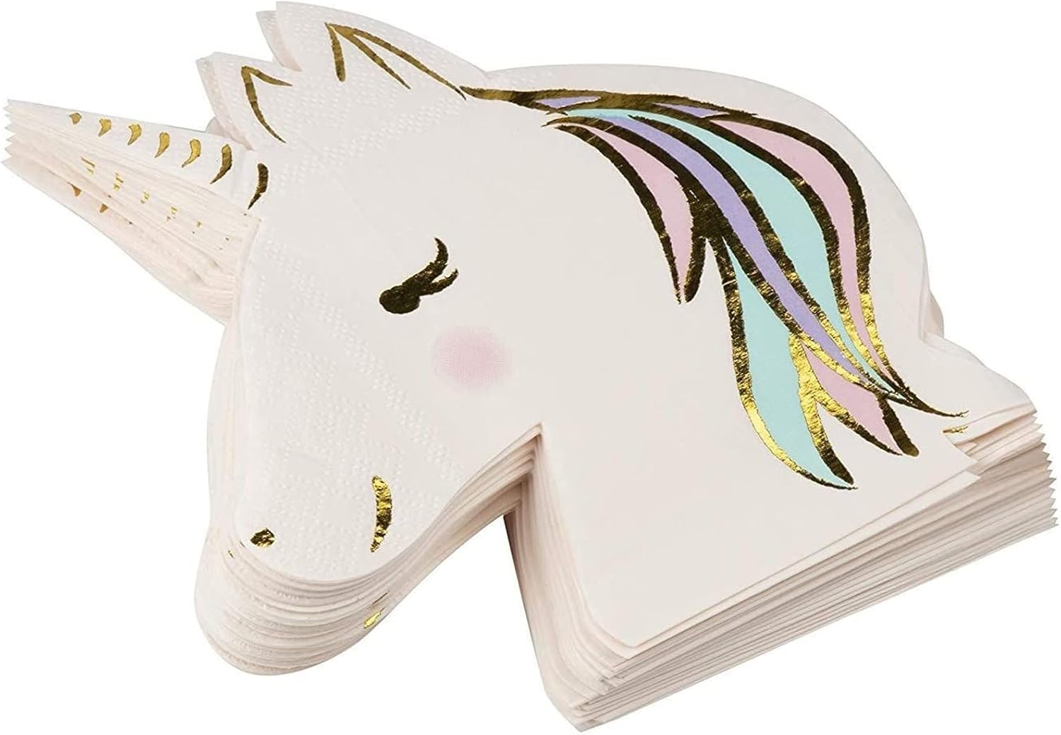 BLUE PANDA Unicorn Die-Cut Cocktail Napkins - 50-Pack, 3-Ply, 6.5 x 6.3 in, Multi-Color, Gold Foil - for Cocktail Parties & Birthday Party Supply - Image 5