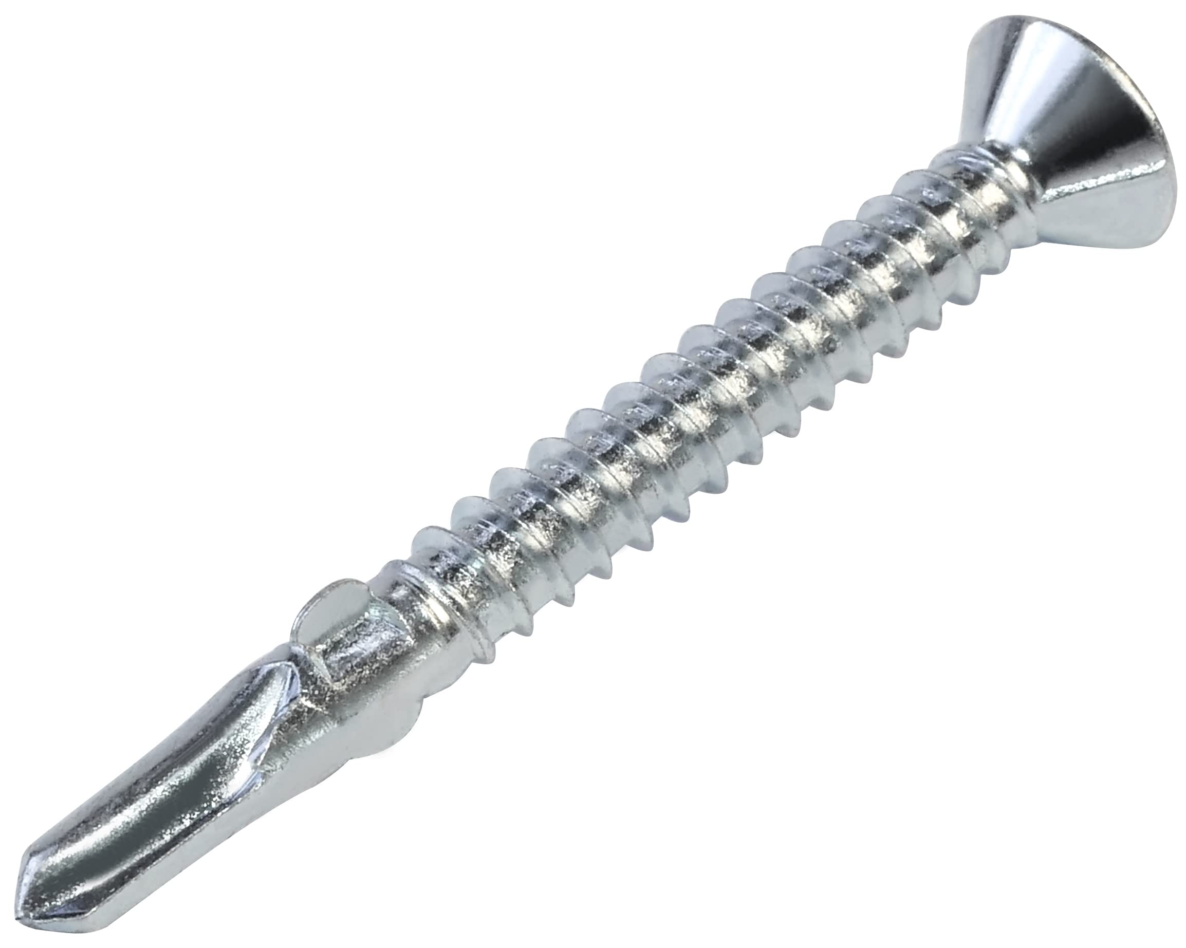 AERZETIX - C57400 - Juego de 50 tornillos autoperforantes con alas cabeza fresada Ø5.5x50mm - para madera sobre metal - huella de cabeza PH 3 - DIN 7504P - en acero - color plata