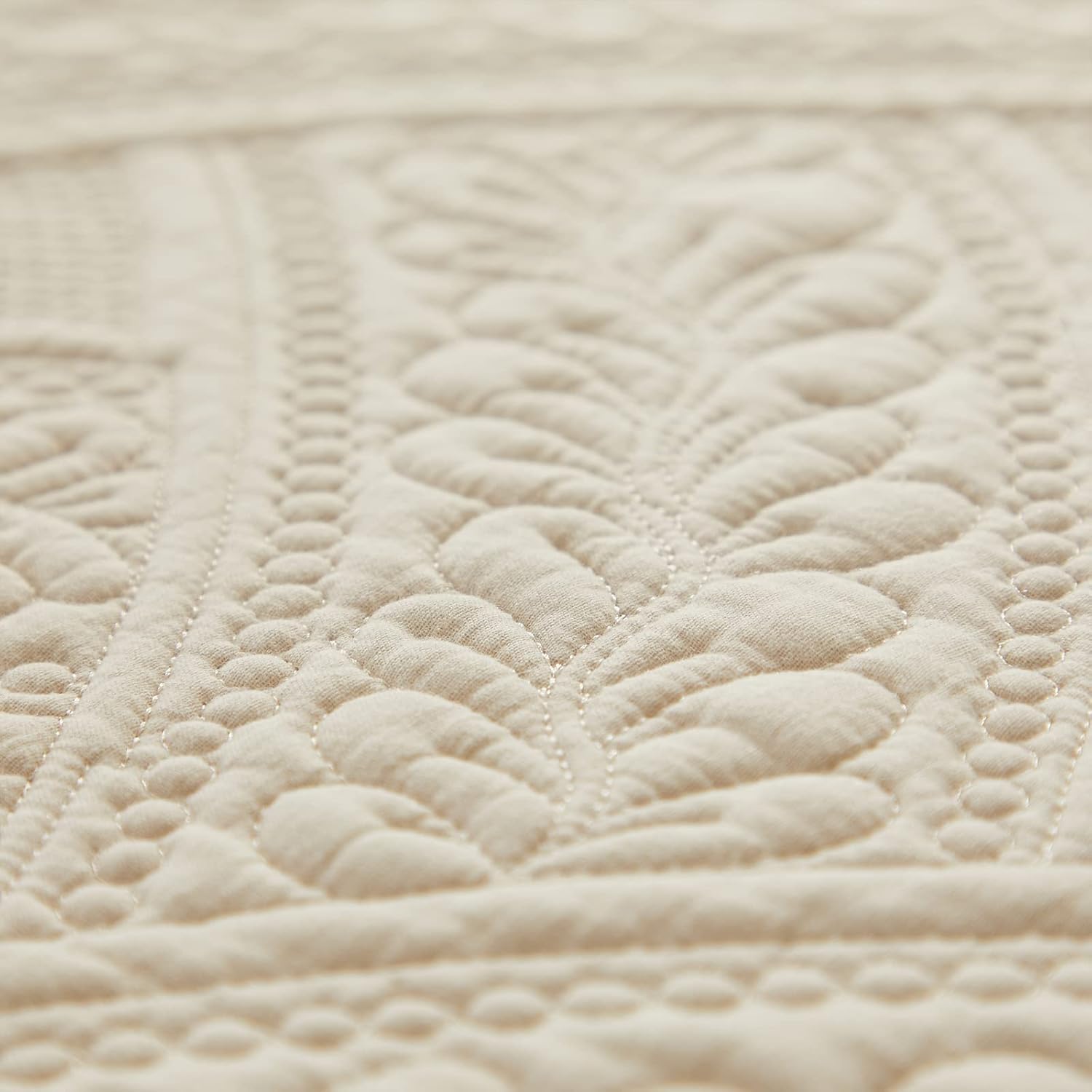 Brandream King Size Quilt Set Cotton Beige Quilts Farmhouse Matelasse Bedding Covetlet Set 3-Piece - Image 8