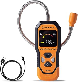 Rechargeable Gas Detector Portable Natural Gas Tester Detector, Combustible Propane Methane Gas Sensor Sniffer (SHG200M Natural Gas Detector)