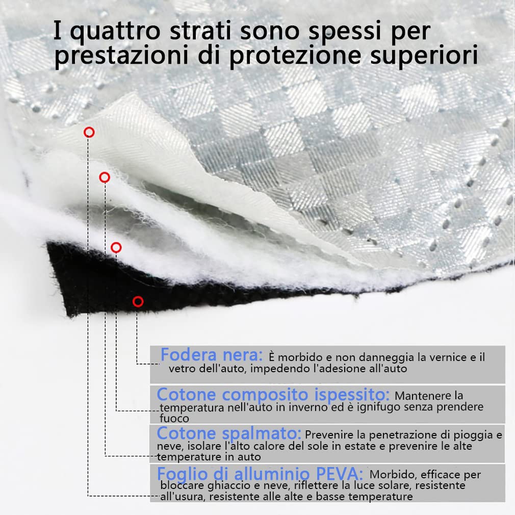 Copertura per Parabrezza per Auto,Protezione Parabrezza Antighiaccio con Copertura Specchietto Retrovisore,Visiera,Protezione per Neve,Ghiaccio,UV E Gelo,Facile da Installare-Super Large Size
