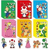 krelhia 36 Sheets Mario Stickers Make Your Own Mario Face Stickers Sheet Super Bros DIY Craft Gifts for Mario Party Favors