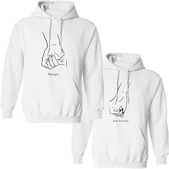 Couple Hoodie Sweatshirt Pinky Promise Art Drawing Line Pattern for Him&Her Husband Wife Valentine Day 1 Piece