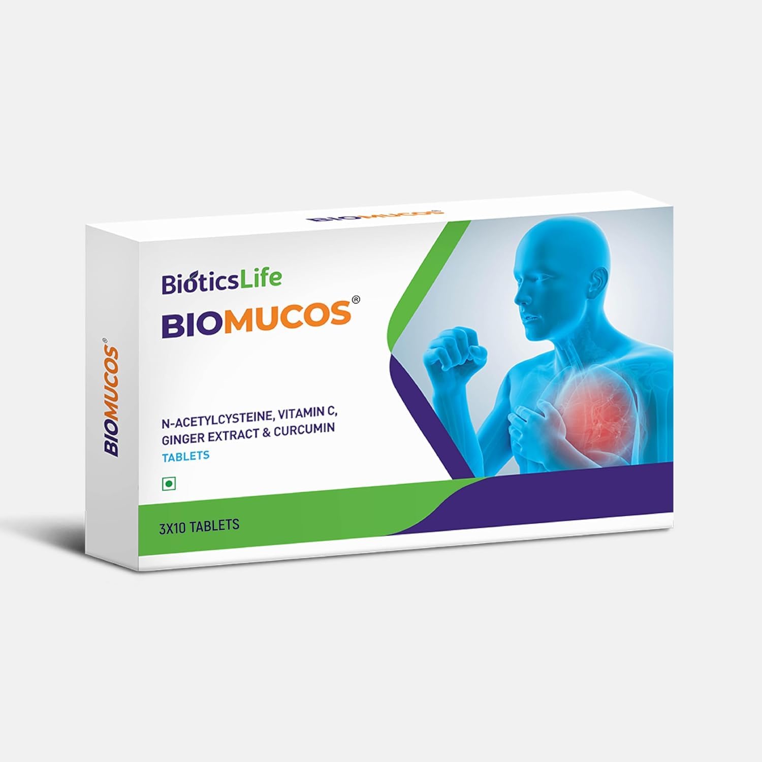 BIOTICSLIFE Biomucos Supplement Tablets with Ginger Extract & Curcumin | Respiratory Health Support for Cough, Cold, Nasal Congestion, Lung Detox | Herbal Supplement for Breathing Comfort | 30 Tablets-picture-13