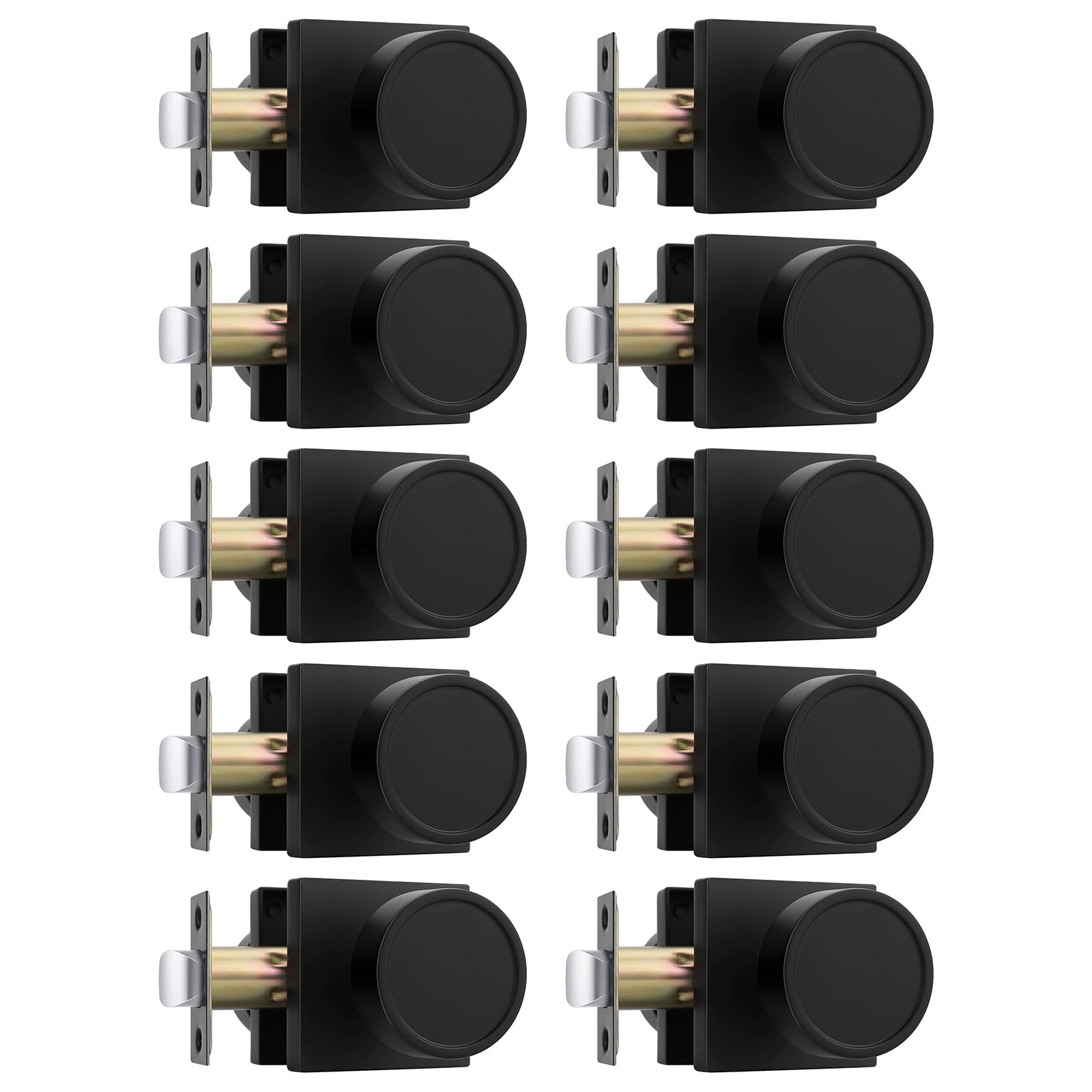 Goldenwarm Passage Matte Black Closet Door Knobs Interior, 10 Pack