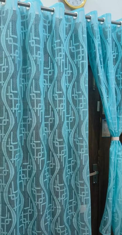 REHAAN Heavy Beautiful Semi Transparent Tissue Net Decorative Curtain 7 Feet Door for Living Room Bed Room Office Pack of 2, Aqua(Sky Blue) Color (B0CX24WD3R) Amazon Price History, Amazon Price Tracker