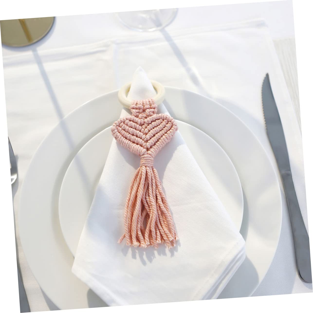 DECHOUS 8 Piezas servilletero de Madera Decoraciones de Ceremonia de Boda Porta Hebilla Trenzada mostrada decoración Decoracion de vajillas Hebilla de servilleta de Moda Tejer