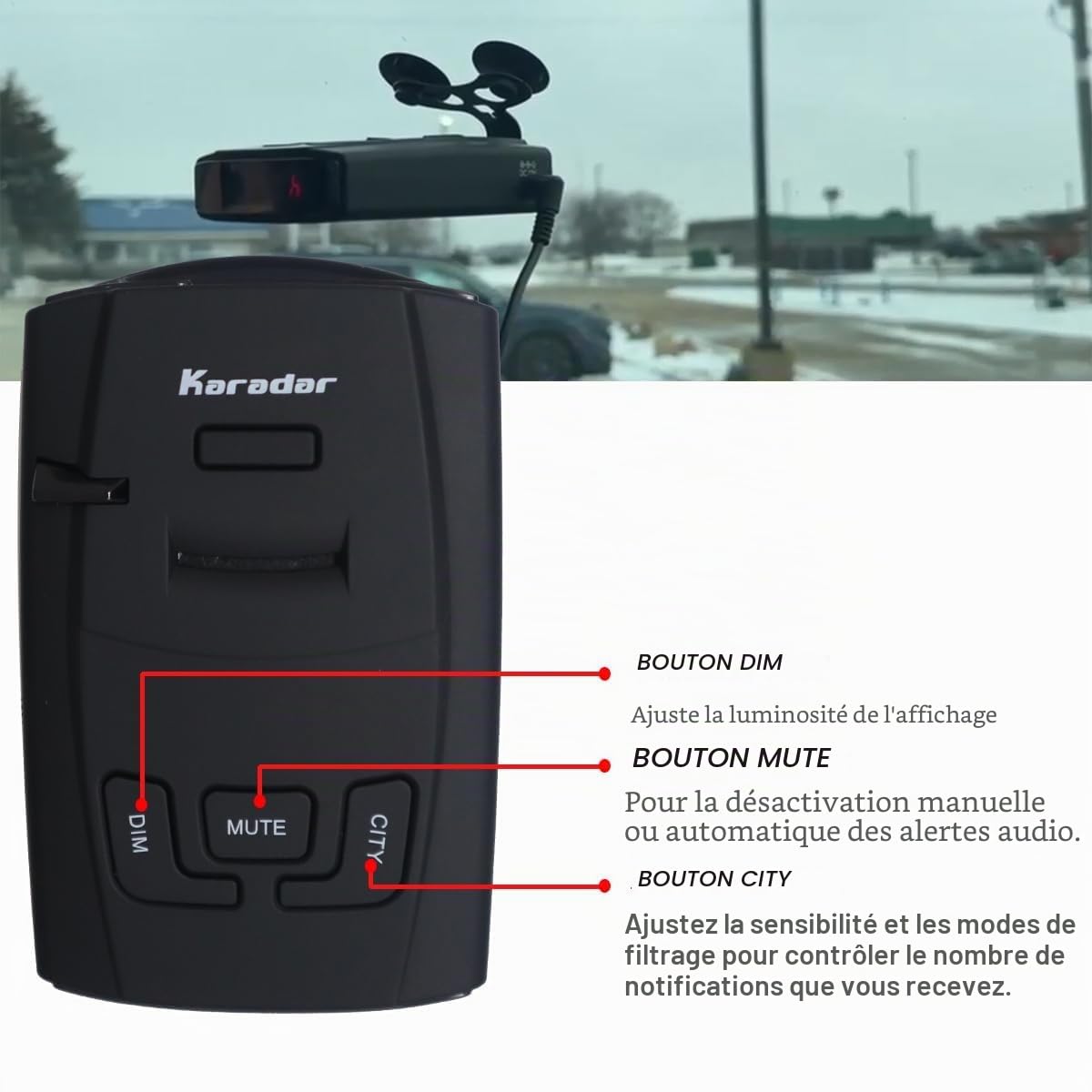 KARADAR Détecteur de Radar X/K/Ka Bande & Laser Détectable Détecteurs de Piège de Vitesse pour Voitures LaserEye et Fausse Alerte Filtrage S360 (KARADAR)