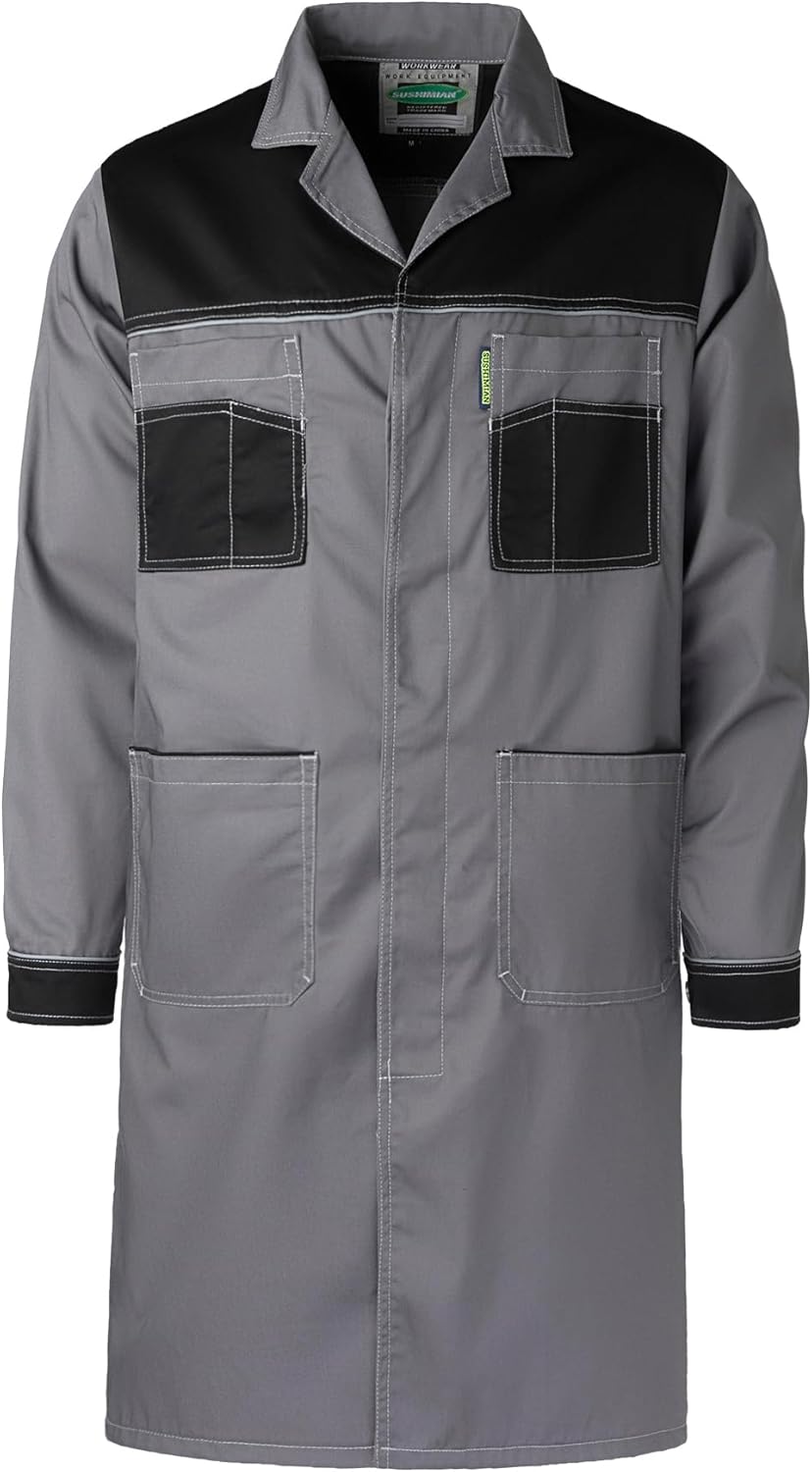 Mens Laboratory Coat Workshop Long Jacket Warehouse Workwear Overcoat Adult Lab Coat - Image 6