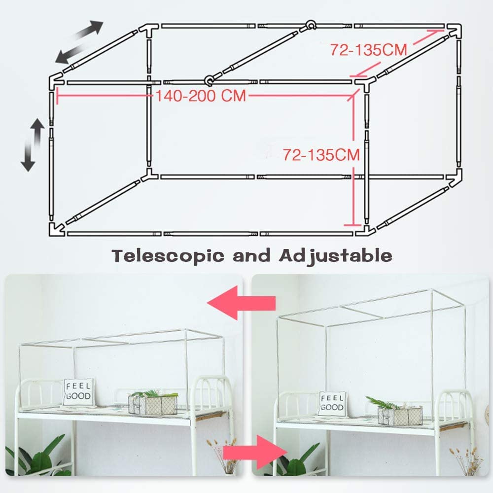 PKEWNXDQJ Mosquito Net Bracket Universal Mosquito Net Bracket for Student & Home Dorm, Retractable Mosquito Net Bracket Stainless Steel, Adjustable Bed Canopy Support Frame