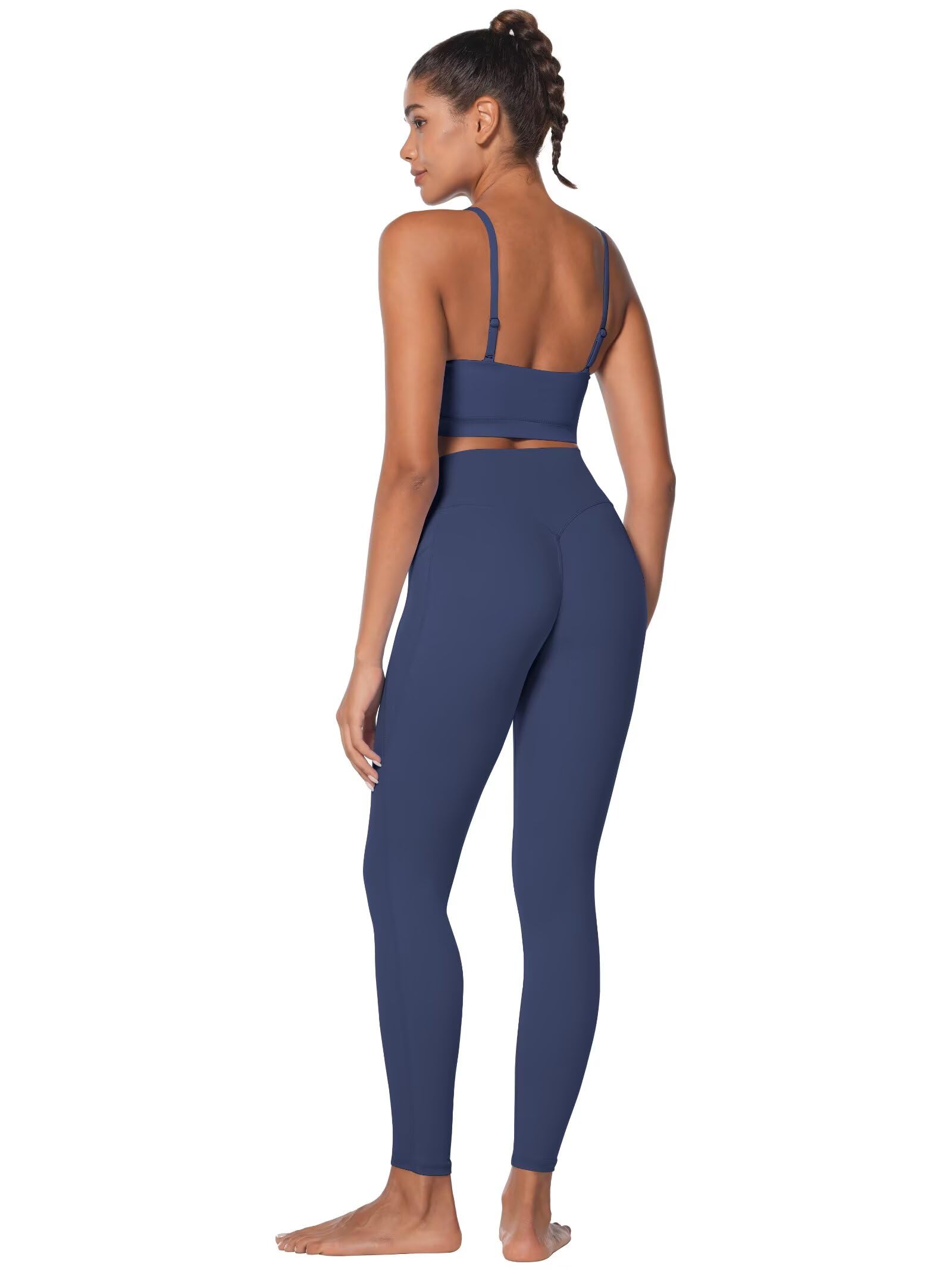Sunzel Nunaked Legging d'entraînement pour femme, contrôle du ventre, compression, entraînement, gym, yoga, sans couture avant et taille haute, Bleu (Ash Blue), Taille XL