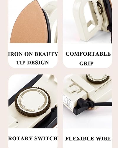 Miniatura 6 de Plancha de viaje de doble voltaje (100-120V220-240V) - Mini plancha en seco sin vapor de 3 temperaturas para ropa, suela antiadherente de 356 F con