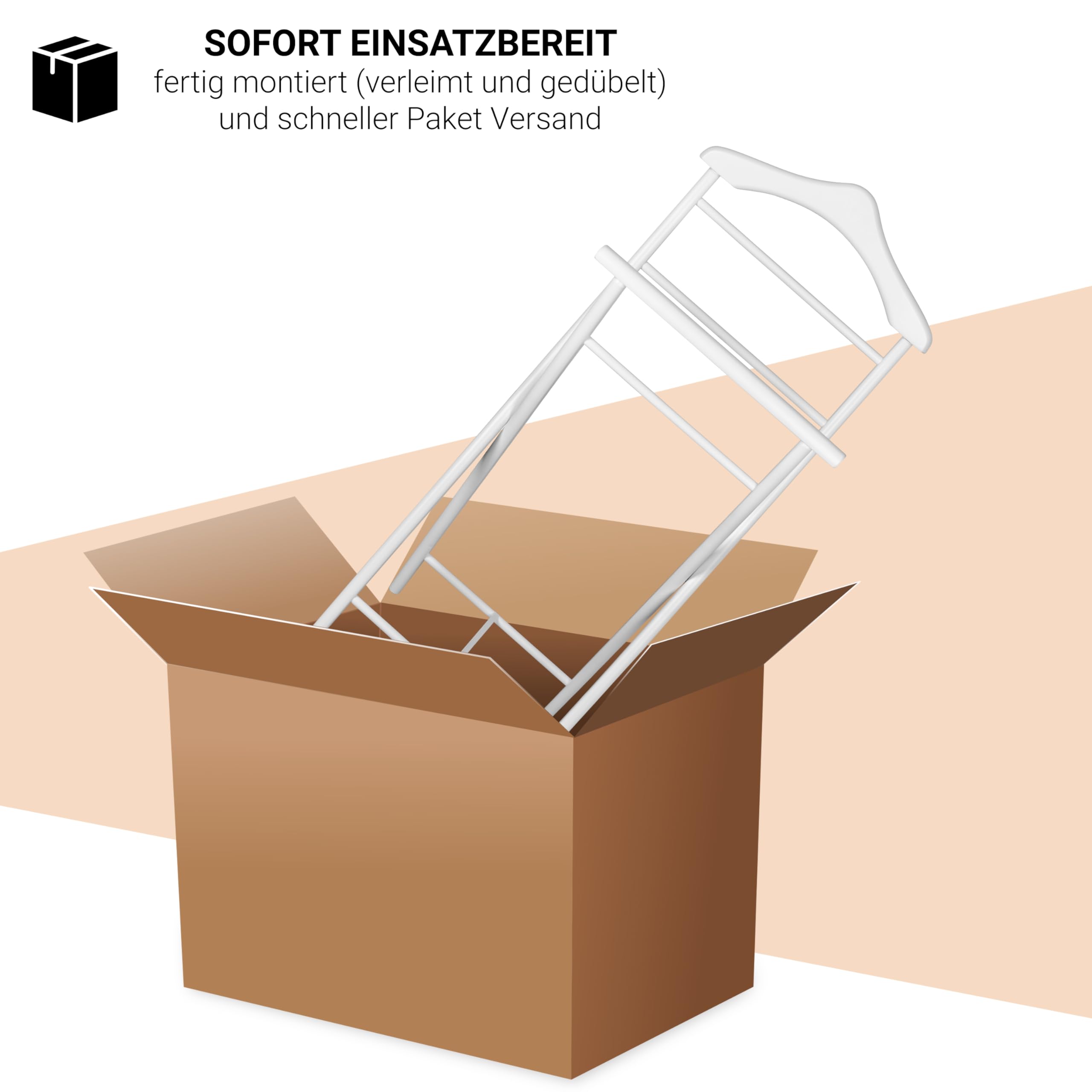 Herrendiener aus Massivholz – 2er Set fertig montierter Kleiderbutler & Stummer Diener – stabiler Stiller Diener für Schlafzimmer, Ankleide, Garderobe & Bad I Kleiderablage (Weiß)