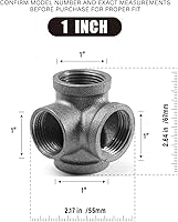 Vista 2 de Conector de codo de salida lateral de 4 vías de hierro maleable negro en ángulo recto (paquete de 1) (1 pulgada)