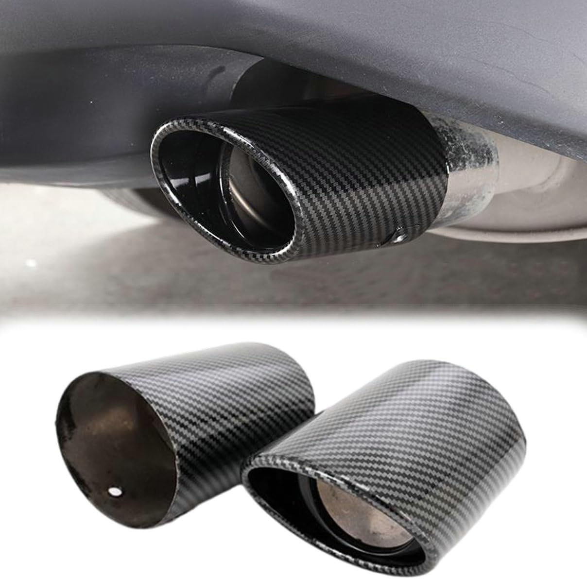2Pcs Rear Exhaust Muffler Tip End Pipe for Toyota Camry SE/XSE 2018 2019 2020 2021 2022 2023 Carbon Fiber