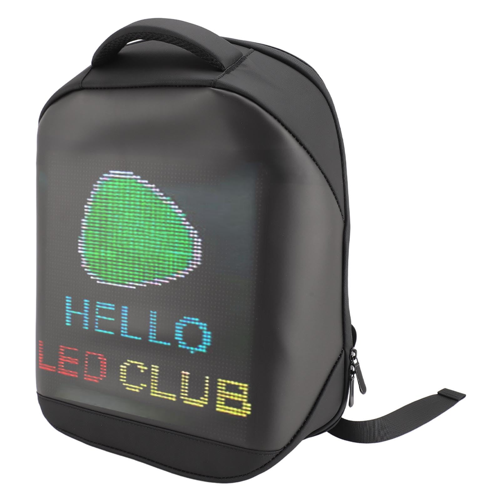 Asixxsix Plecak LED z Programowalnym Ekranem, Oxford Cloth Water Water Proof Kolorowy Ekran LED Plecak, Plecak na Wyświetlacz Mody USB do Dojazdów do Pracy, Podróży, Jazdy na Rowerze