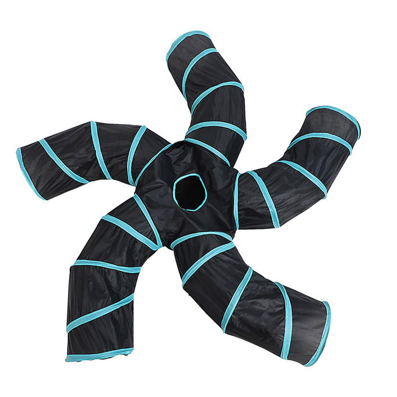 VALICLUD Faltbarer Katzentunnel In S Form mit 5 Spielmöglichkeiten Robustes Haustierröhrenspielzeug Platzsparend und Interaktiv für Katzen