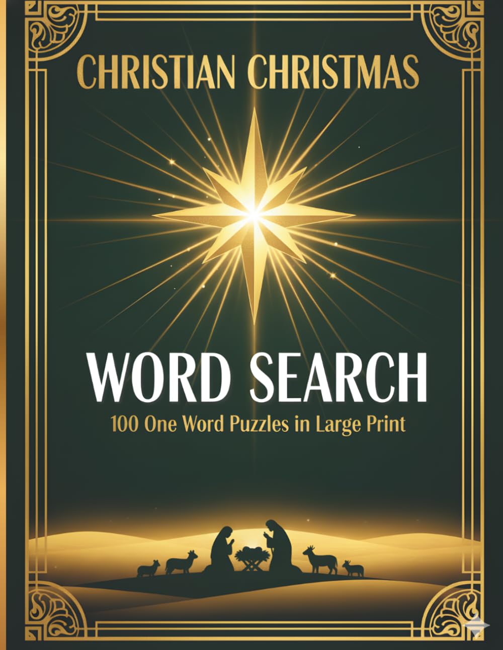 Christian Christmas Word Search: 100 One Word Puzzles in Large Print: Cognitive Brain Exercise Activities for Adults - Relaxing Mental Challenges