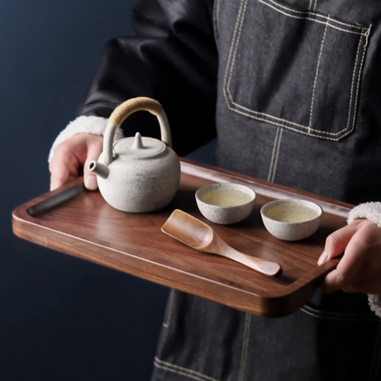 Élégant plateau à soucoupe en bambou - Plateau de service élégant en bois pour la maison, les balcons, les fruits, le rangement et la décoration polyvalente pour toutes les occasions - Design