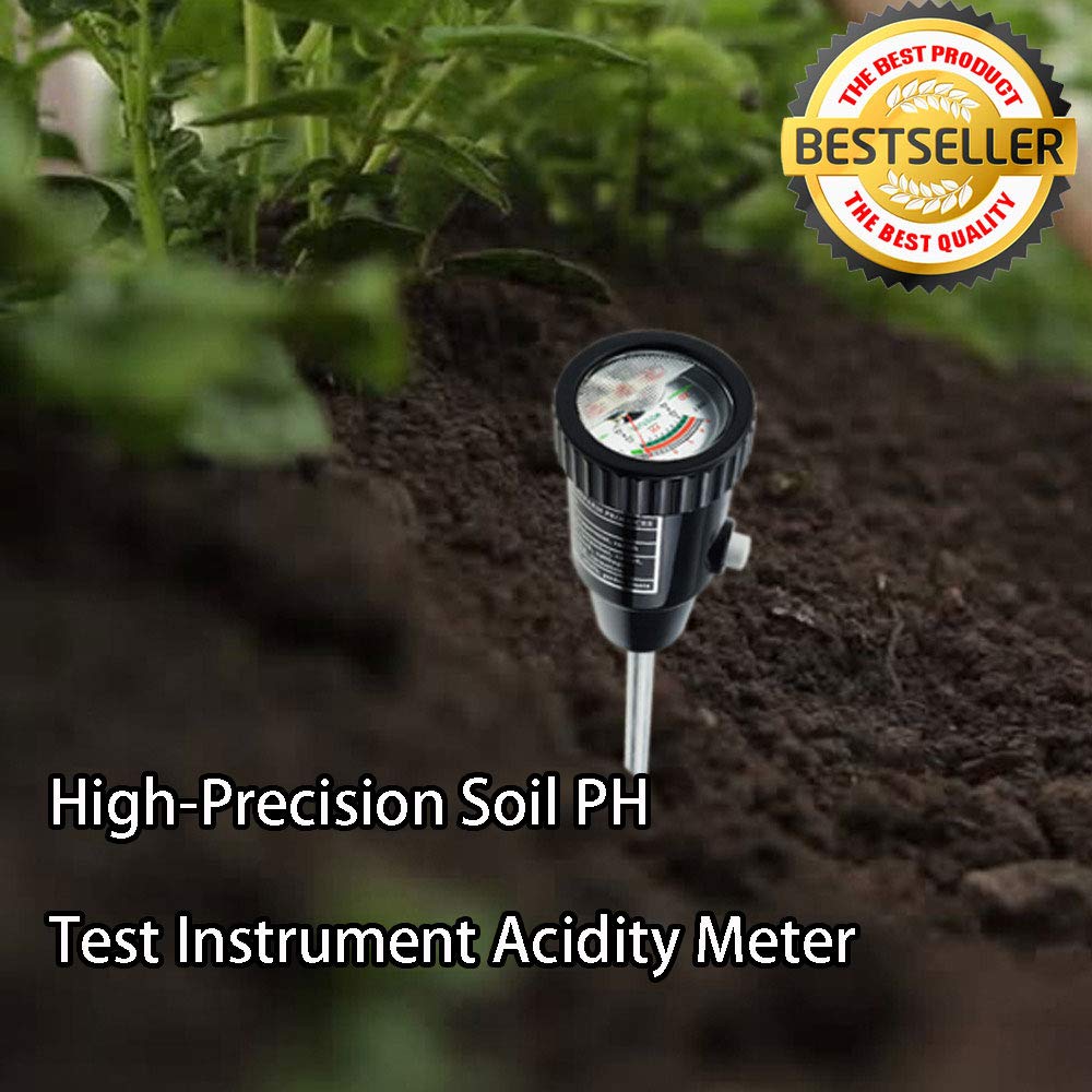 Probador de suelo, prueba de pH de alta precisión medidor de humedad del suelo (negro) plantas de jardinería crecimiento riego calidad Monitoreo kits de herramientas