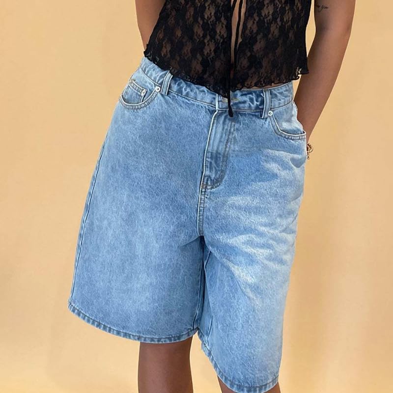 Women Wide Leg Baggy Jean Shorts Vintage Loose Fit Low Rise Bermuda Denim Shorts Summer Jorts Streetwear Y2k Clothes - Image 4