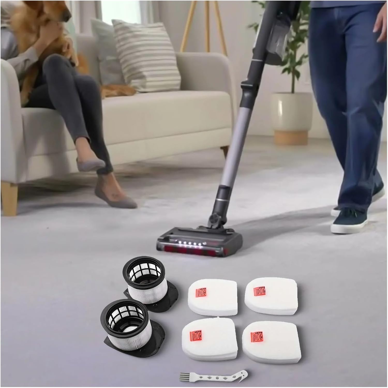 Compatible for Shark IZ400 Series Vacuums, Replacement Filter Kit with Extra Cleaning Tool