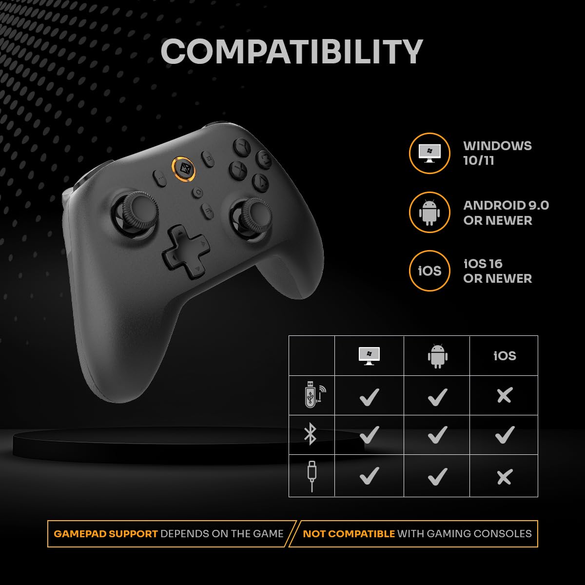 Cosmic Byte Blitz Tri Mode Controller for PC, Hall Effect Triggers, 1000Hz Polling Rate, Adjustable Vibration, Turbo & Auto Turbo, Upgraded with Gyro, TMR Joystick, Software and Charging Dock Support (Black) — Amazon image 9