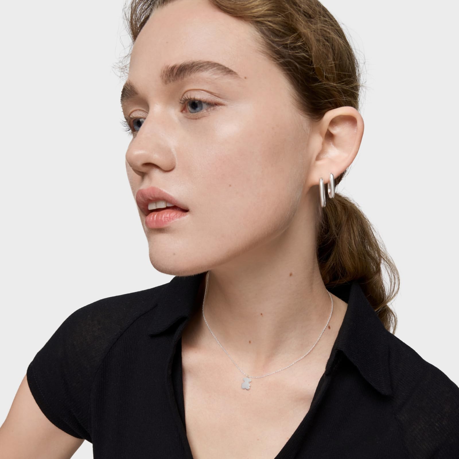 TOUS Collar Corto para Mujer con Motivo de Oso de Plata de Primera Ley, 45cm de Largo, Casual y Versátil, Colección Sweet Dolls